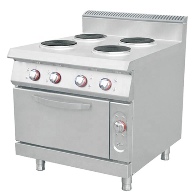 Commercial 4-Burner Electric Cooking Range E-DBJ-900-4Y with Built-In Oven