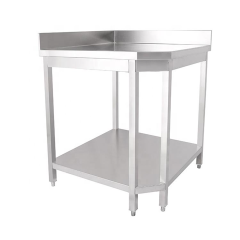 Gabinete esquinero de acero inoxidable de dos niveles con protector contra salpicaduras para cocinas comerciales