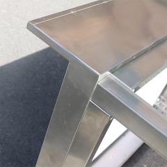 Mesa de trabajo desmontable de dos niveles de acero inoxidable para cocinas comerciales