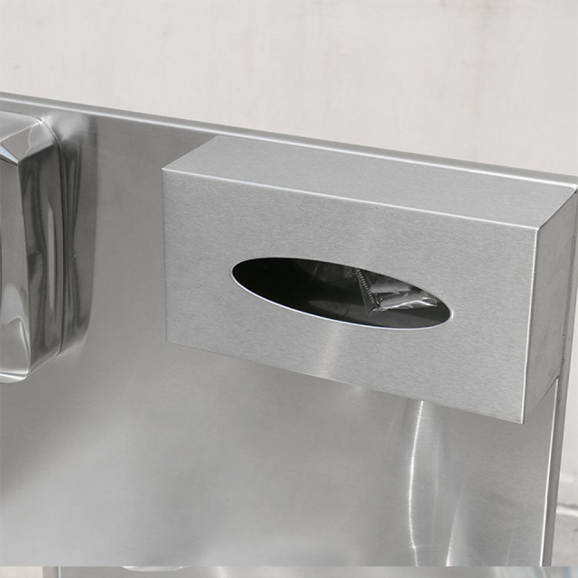 Lavatório de aço inoxidável com acionamento por joelho, modelo XTSC-SP, com cuba única, para cozinhas.