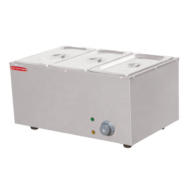 Mesa de vapor para aquecimento de alimentos elétrica de bancada D-DT-3 com 3 bandejas