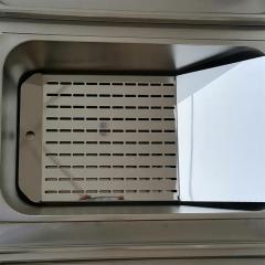 Aquecedor elétrico para frituras com lâmpadas duplas, ideal para lanchonetes e bares de fast food.