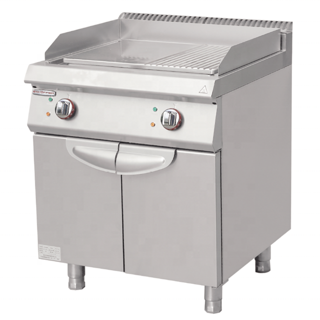 Профессиональная электрическая плоская жарочная поверхность на тумбе для ресторанов и предприятий общественного питания, 9 кВт.