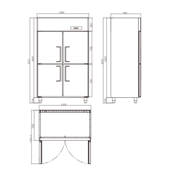 Enfriador y congelador vertical comercial para uso en restaurantes y hoteles