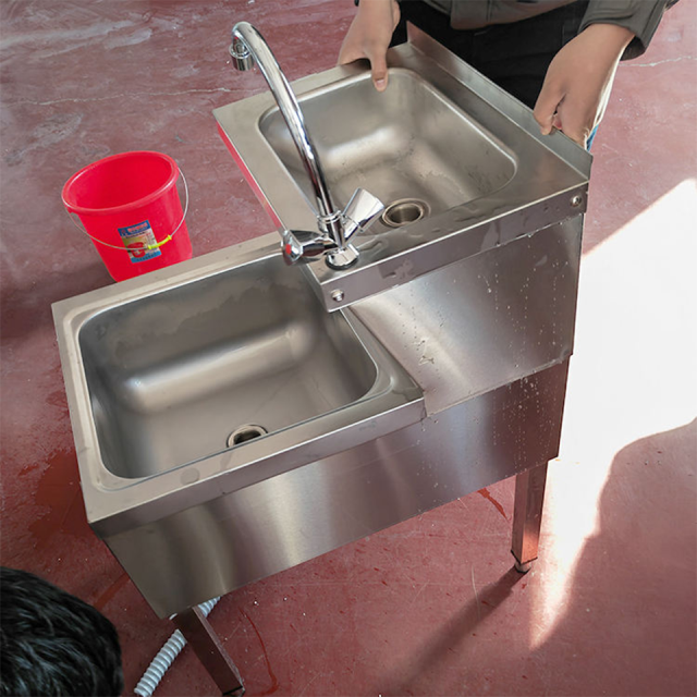 GQX-2 Dual-Basin Mop Cleaning Sink for Kitchens Janitorial Rooms and Utility Areas