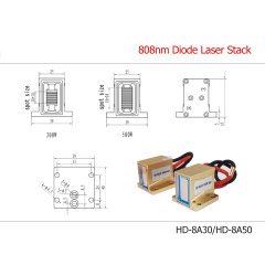 808 diode laser stack 300W 5bars 81HD-D-300W HD-8A30-D05B/8A50-D10 for hair removal laser epilator spare parts
