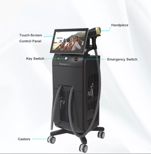 Three wavelength 808nm 755nm 1064nm diode laser machine