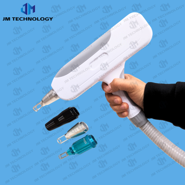 White Grey nd yag laser hand piece for q swtich nd yag laser tatoto removal machine with lens 1064nm 532nm 1320nm,Weifang JM Electronics Co., Ltd,Q swtich nd yag laser hand piece for tattoo removal laser machine