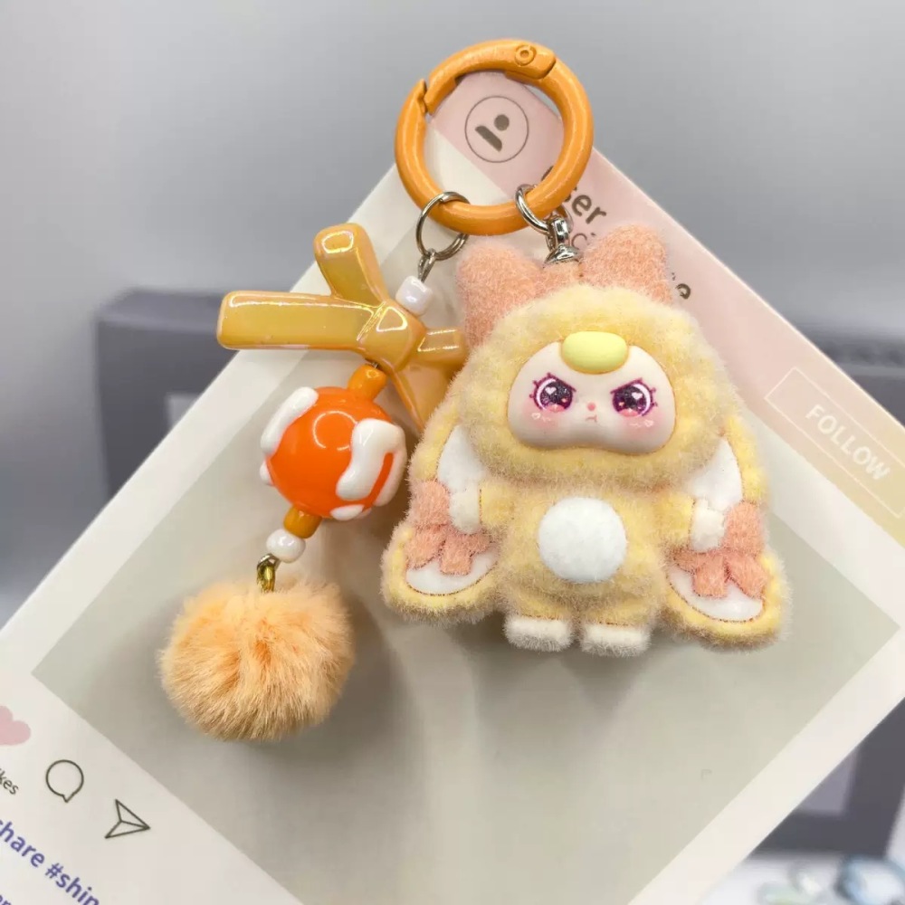 Baby Three Adorable Big-Ears Plush Keychain with Soft-Touch Flocked Bow Cute Keyring Accessory for Bags & Keys Ideal for Bags Keys or Other Accessories