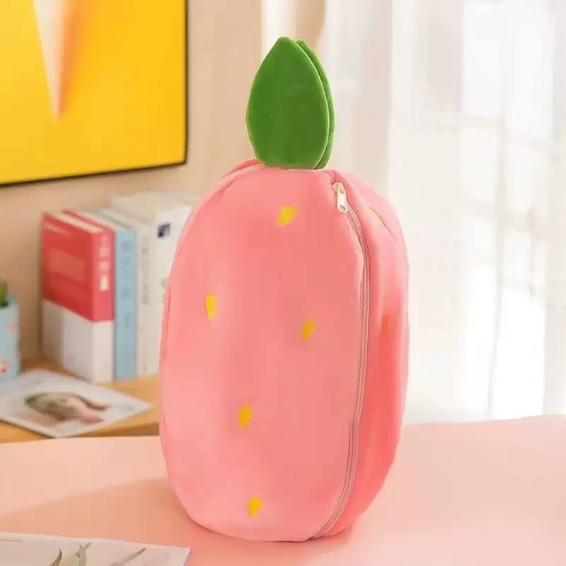 Breathable Strawberry Rabbit Plush Toy That Transforms into a Bunny with Carrot for Kids' Playtime