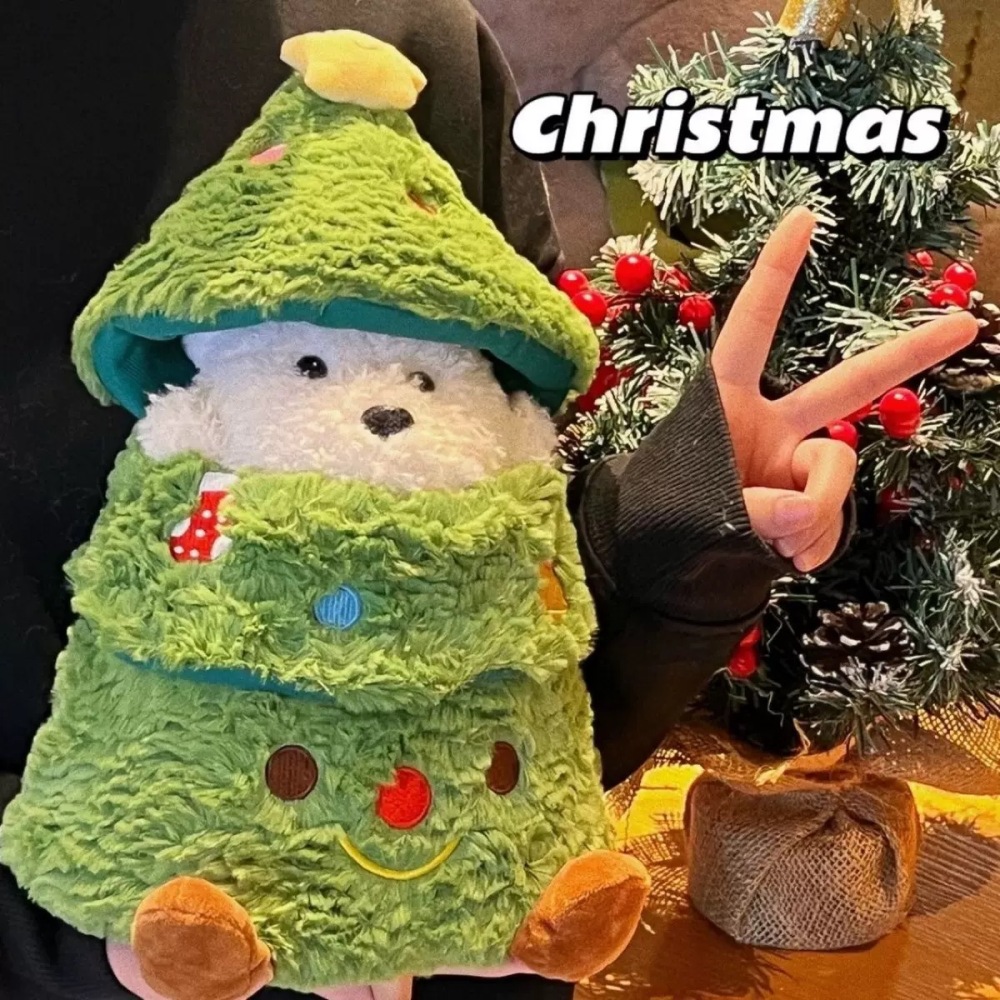 Cozy Christmas Puppy Plush - Adorable Dog Doll Peeking from Tree