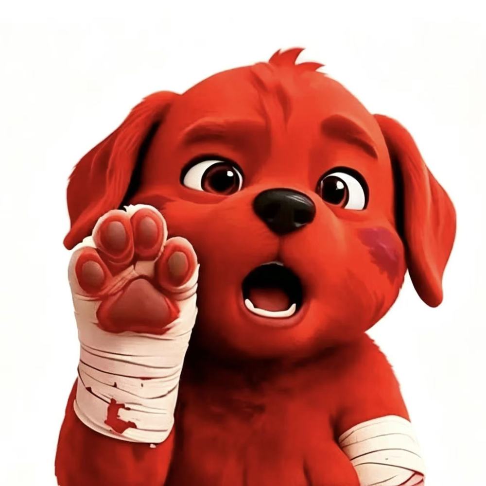 Red Injured Puppy Car Stickers | Cute & Sassy Damaged Dog Decals for Car Window