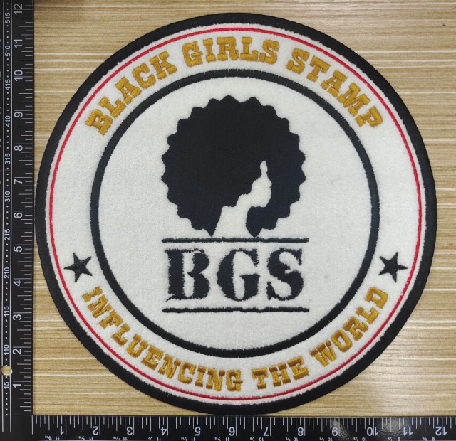 Custom "Black Girls Stamp (BGS)" Chenille + Embroidery Patch (11.6" Round - Reference Design)