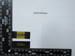 Custom "JUNG" Woven Label (20x50mm) with Gold Metallic Thread - Reference Design