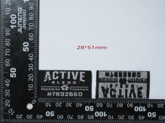 Custom "ACTIVE BLEND" Woven Label (28x51mm) with Silver Metallic Thread - Reference Design