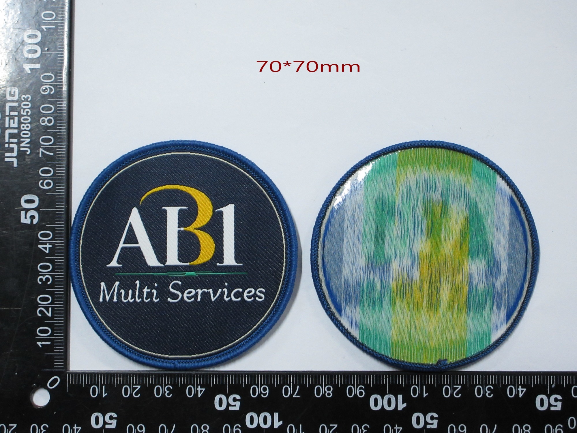 Custom Round AB1 Multi Services Woven Patch (70x70mm - Reference Design)