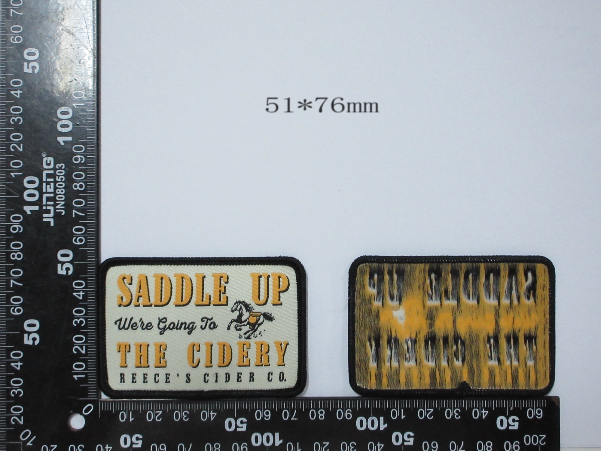 Saddle Up The Cidery Custom Woven Patch (51x76mm - Reference Design)