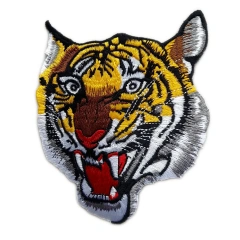 Large Roaring Tiger Head Embroidered Patch (3.8" x 5.1")-Front Side