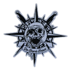 "Da Shark Shack" Pirate Skull and Compass Rose Woven Patch