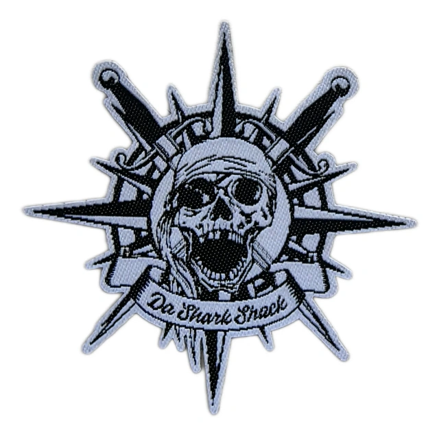 "Da Shark Shack" Pirate Skull and Compass Rose Woven Patch