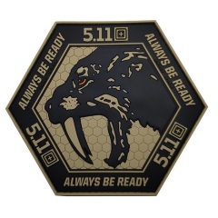 Custom "5.11 Always Be Ready Sabertooth" Hexagonal PVC Rubber Patch (Reference Design)
