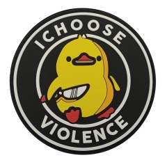 Custom "I Choose Violence" Humor Duck Circular PVC Rubber Patch (Reference Design)