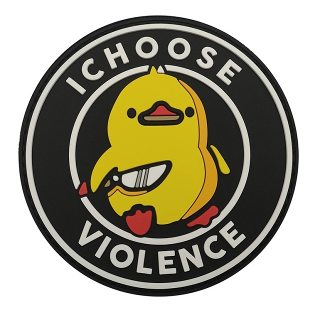 Custom "I Choose Violence" Humor Duck Circular PVC Rubber Patch (Reference Design)