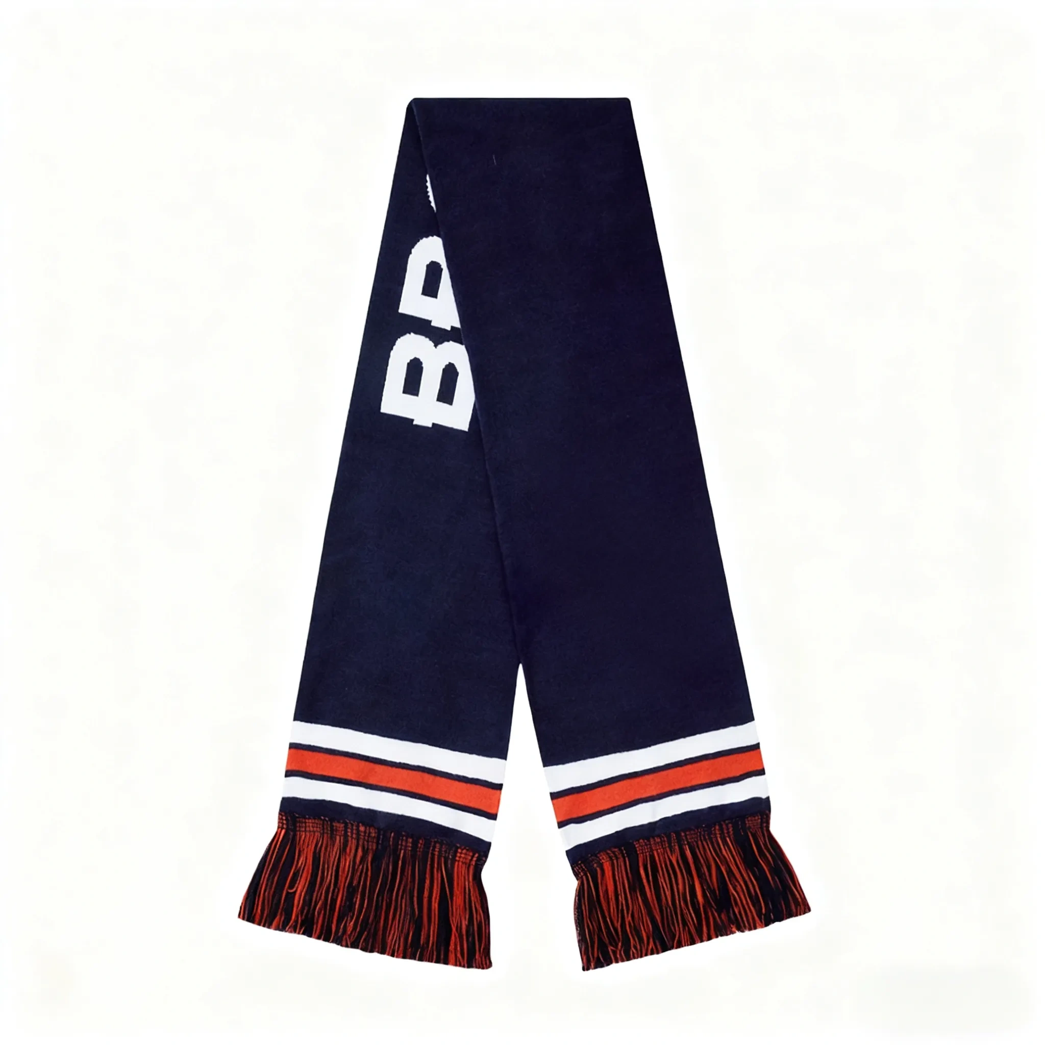 Custom team logo double-sided jacquard knitted scarf – personalized acrylic scarf with tassels for brands and teams