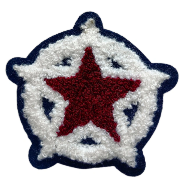 Classic Red Star White Chenille Patch (3.66" x 3.54")