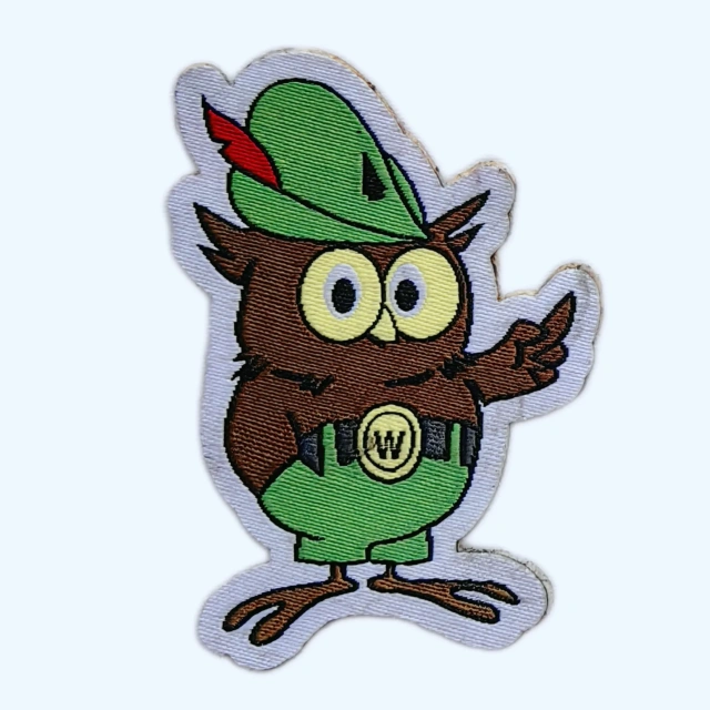 Owl woven patch – 40mm×60mm custom bespoke service (precision woven edge) for kids apparel gift branding
