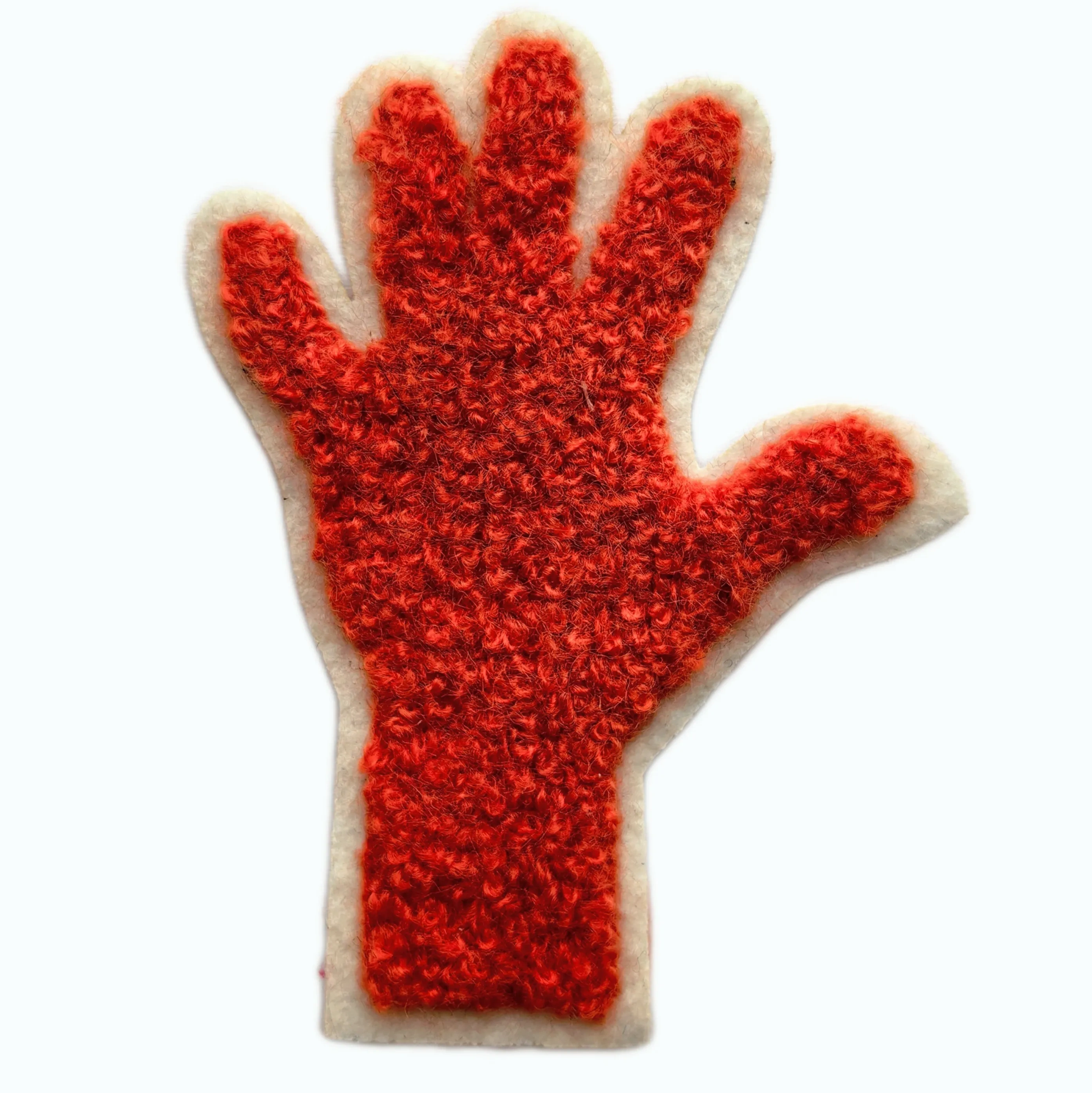 Red Hand Shape Chenille Patch (2.68" x 3.54")
