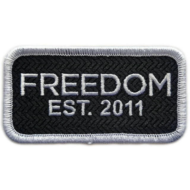 FREEDOM EST. 2011 Text Logo Embroidered Patch (3.46" W x 1.81" T)
