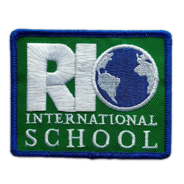 Official Rio International School (RIS) Logo Embroidered Patch (3.15" W x 2.68" T)-Front Side
