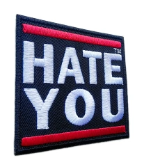 HATE YOU Streetwear Classic Logo Embroidered Patch (2.56" W x 2.48" T)-Left Side