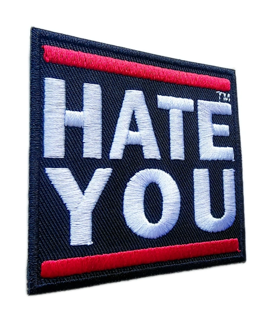 HATE YOU Streetwear Classic Logo Embroidered Patch (2.56" W x 2.48" T)-Left Side