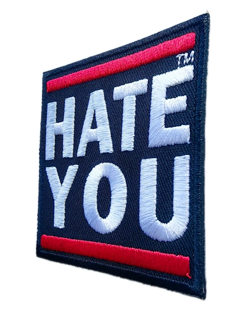HATE YOU Streetwear Classic Logo Embroidered Patch (2.56" W x 2.48" T)-Right Side