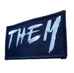 THEM Logo White on Black Embroidered Patch (3.5" W x 1.8" T)-Right Side