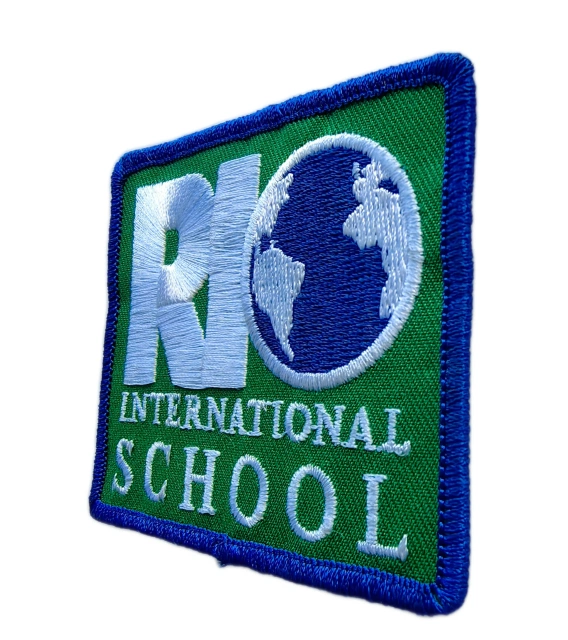 Official Rio International School (RIS) Logo Embroidered Patch (3.15" W x 2.68" T)-Right Side