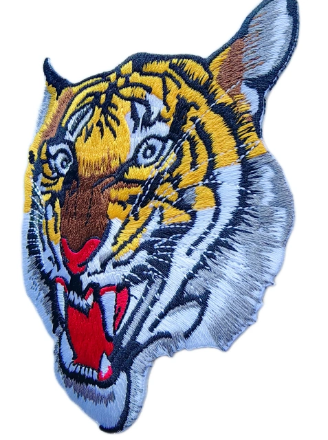 Large Roaring Tiger Head Embroidered Patch (3.8" x 5.1")-Right Side