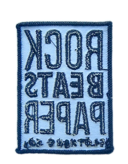 "Rock Beats Paper Clothing Co." Embroidered Patch (2" x 2.76")-Back Side