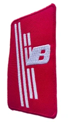 Stylized Red and White Vertical Stripe "V8" Embroidered Patch-Right Side
