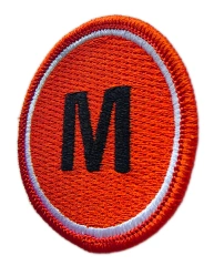 Alphabet Letter M Orange Circle Embroidered Patch-Right Side