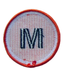 Alphabet Letter M Orange Circle Embroidered Patch-Back Side