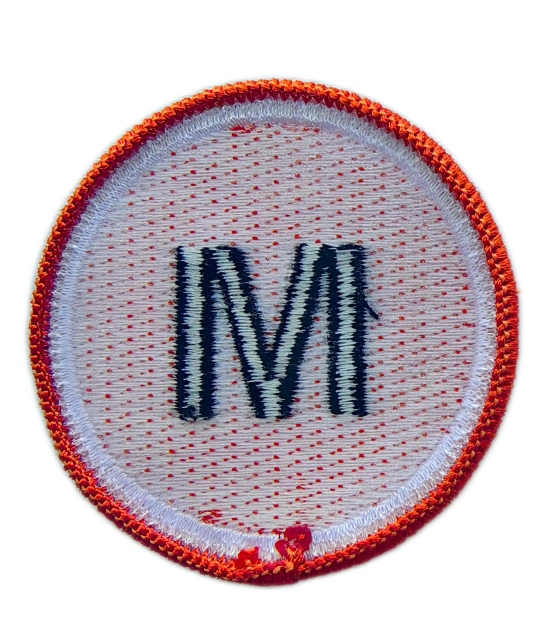 Alphabet Letter M Orange Circle Embroidered Patch-Back Side