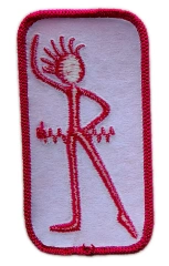 Vintage Girl Guiding Brownie Sprite Six Emblem Embroidered Patch (1.6" W x 3" H) - Pink Variation-Back Side