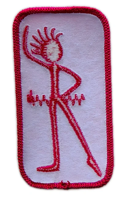 Vintage Girl Guiding Brownie Sprite Six Emblem Embroidered Patch (1.6" W x 3" H) - Pink Variation-Back Side