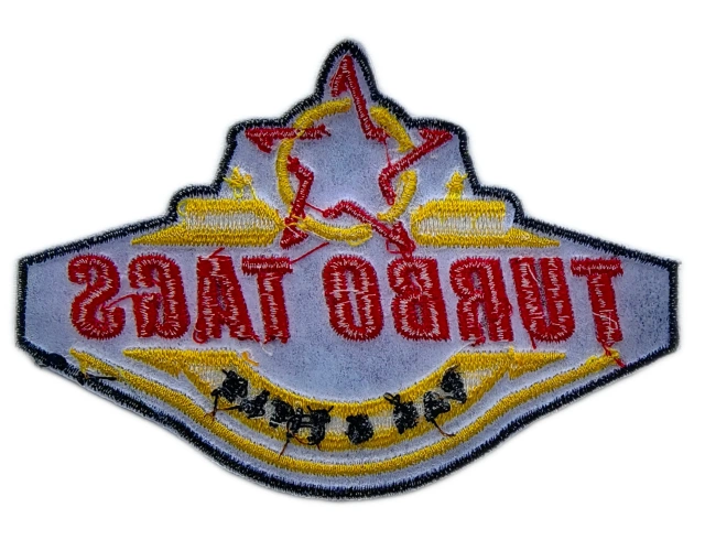 Turbo Tags Tag & Title Services Business Logo Embroidered Patch (4.5" W x 3.1" H)-Back Side