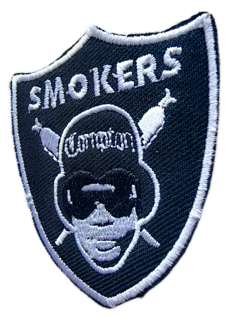 "Smokers" Compton Hip-Hop Parody Logo Embroidered Patch (2.2" W x 2.3" H)-Right Side