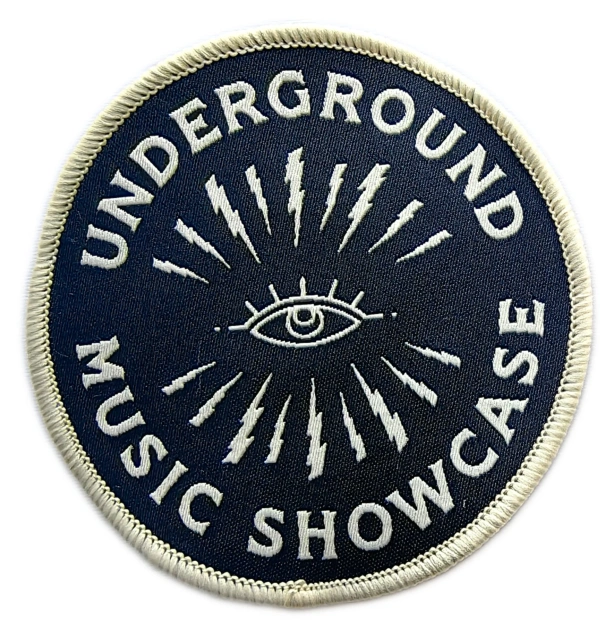 Underground Music Showcase (UMS) Official Logo Woven Patch (3" W x 3" H)-Front Side