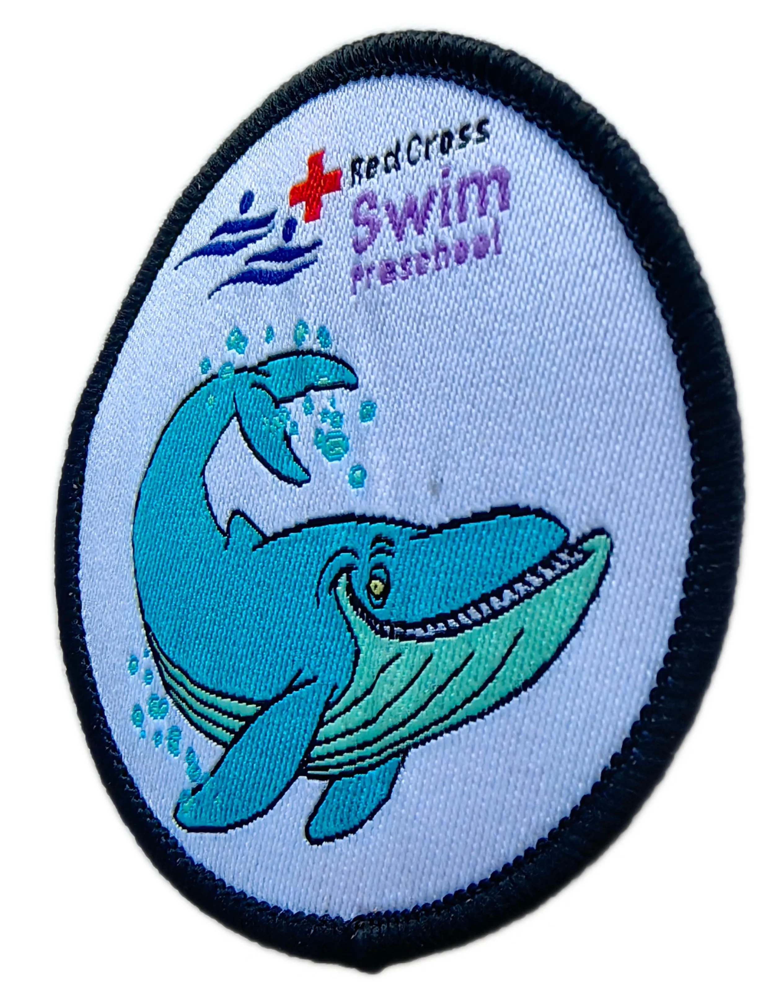 Official Red Cross Swim Preschool "Whale" Level Woven Patch (2.5" W x 2.5" H)-Right Side